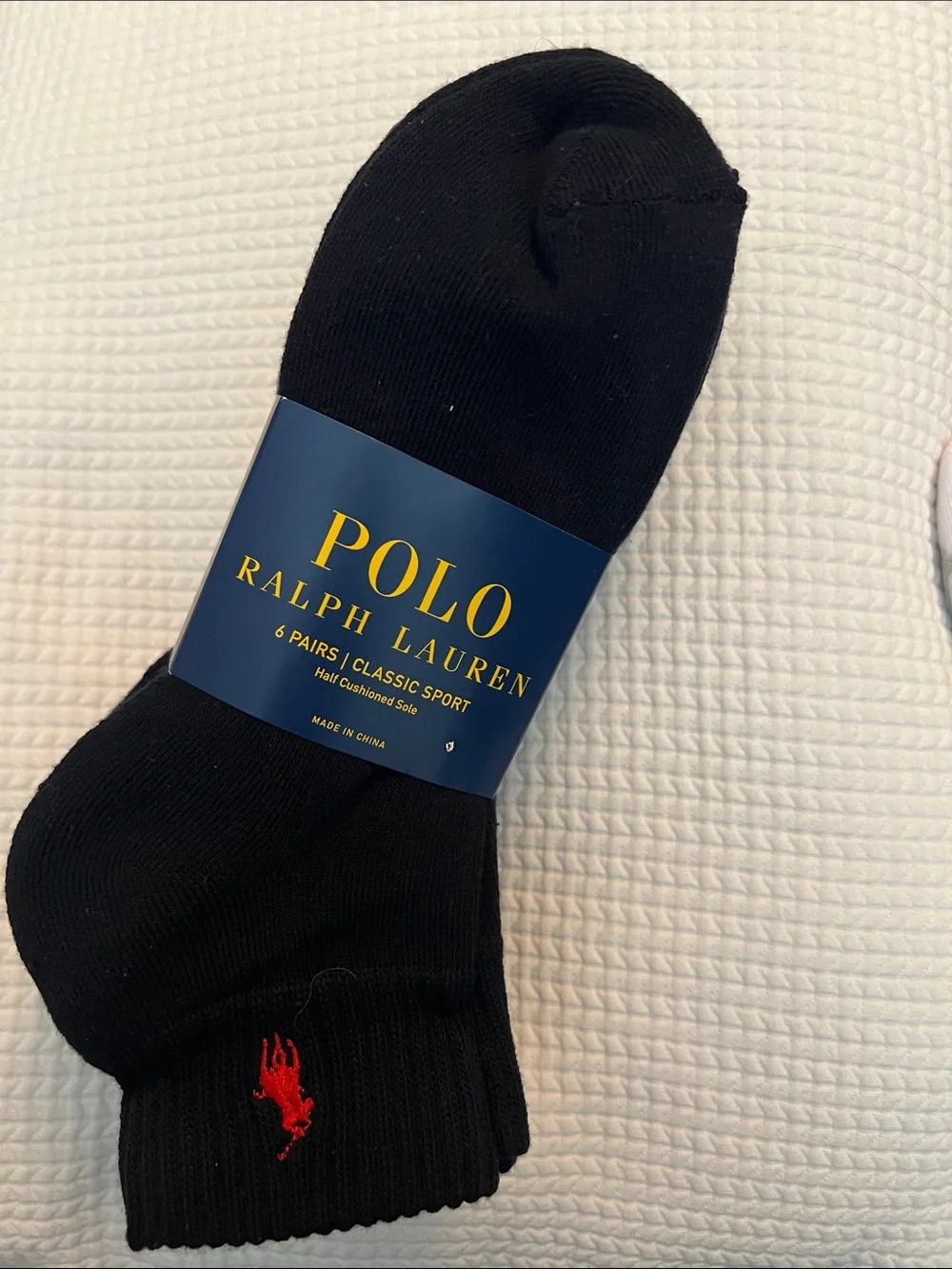 Polo by Ralph Lauren Black Athletic Ankle Socks with Red Pony